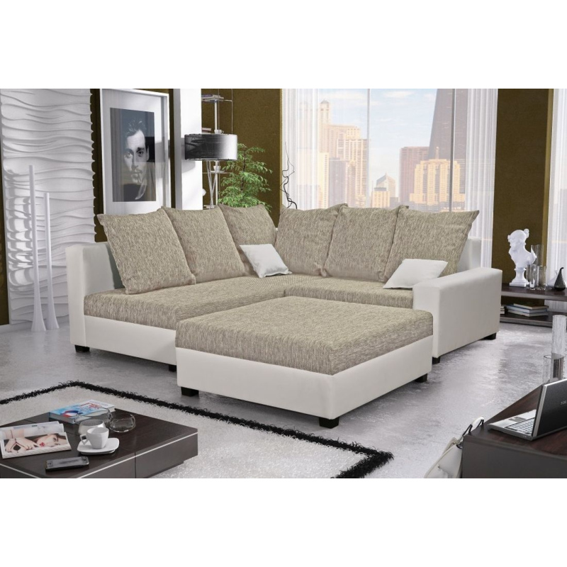 Geräumige Couchgarnitur MONIKA, Hocker 98x94, beige