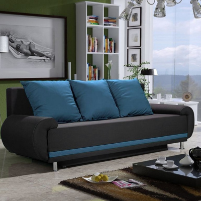 Designer-Sofa AMITERNO, Blau + Schwarz