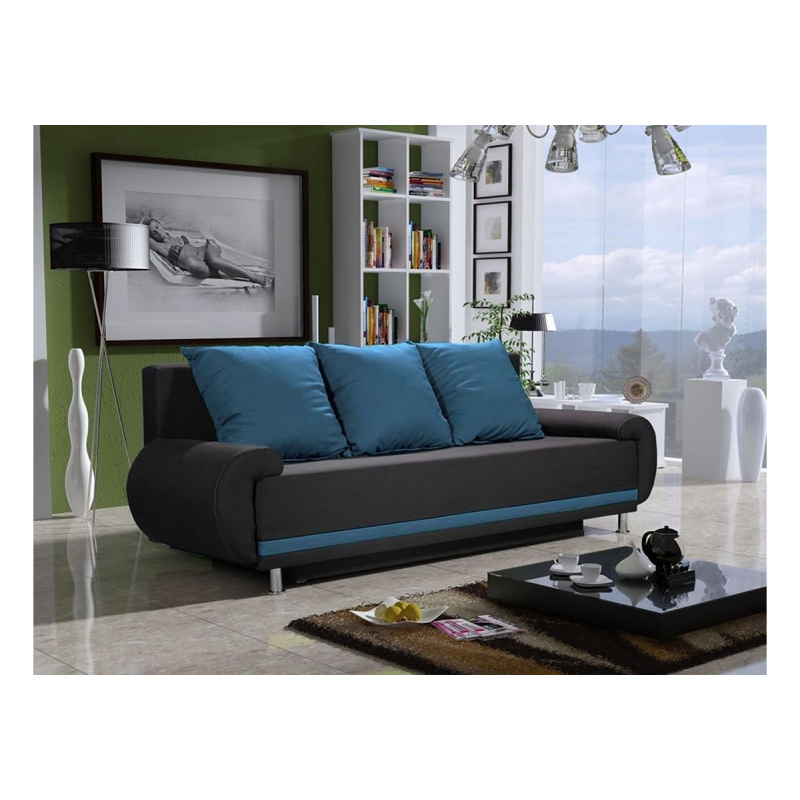 Designer-Sofa AMITERNO, Blau + Schwarz