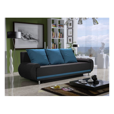 Designer-Sofa AMITERNO, Blau + Schwarz