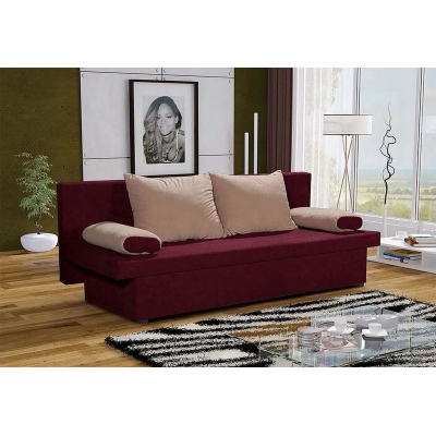 Klassisches Schlafsofa GIACINTO, Burgunderrot + beige