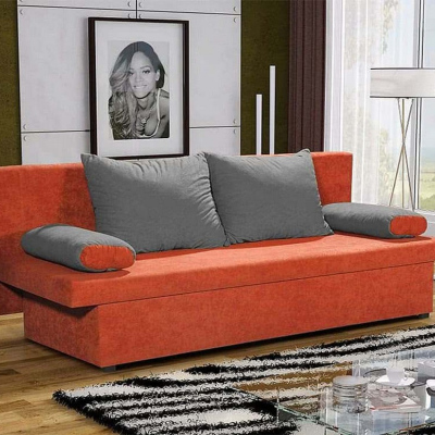 Klassisches Schlafsofa GIACINTO, orange + grau