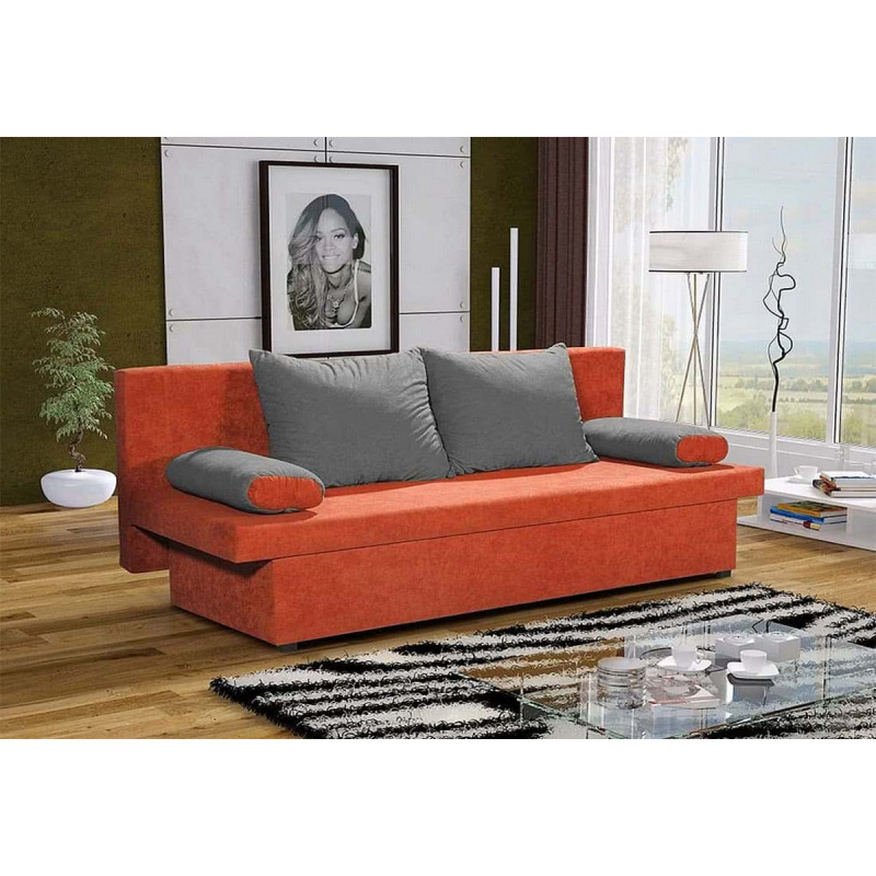 Klassisches Schlafsofa GIACINTO, orange + grau