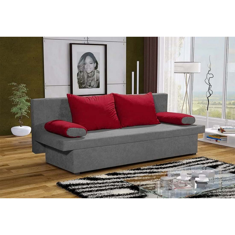 Klassisches Schlafsofa GIACINTO, grau + rot