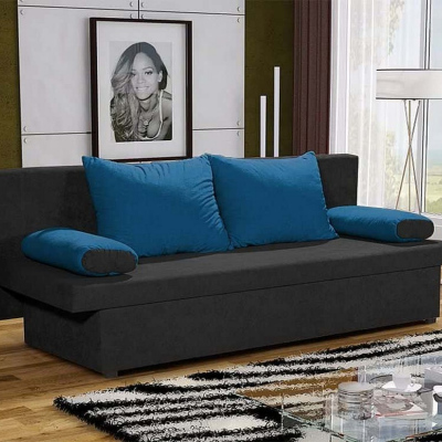 Klassisches Schlafsofa GIACINTO, schwarz + blau