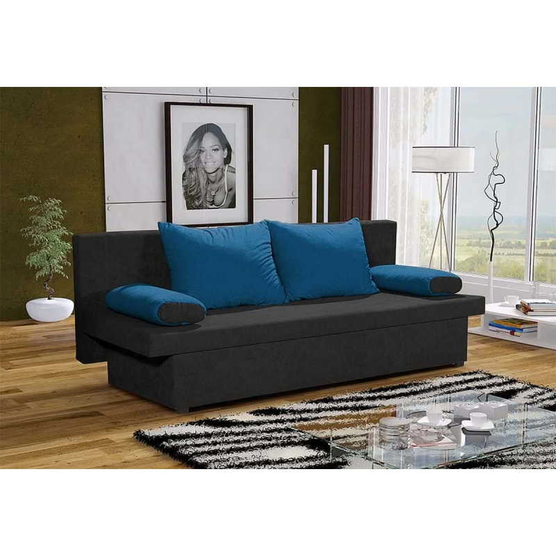 Klassisches Schlafsofa GIACINTO, schwarz + blau