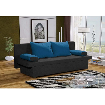 Klassisches Schlafsofa GIACINTO, schwarz + blau