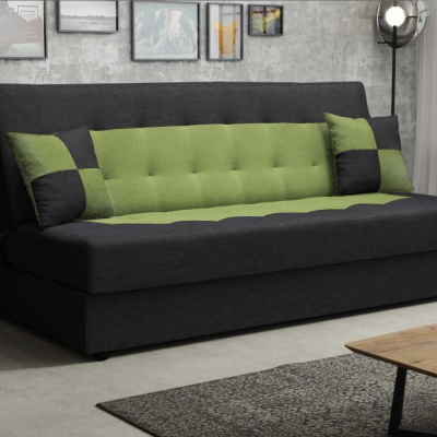 Sofa mit Klappmechanismus MALENA, schwarz + grün