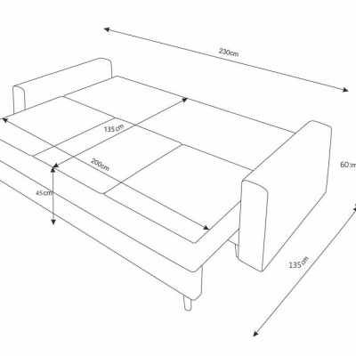 Ausklappbares gepolstertes Sofa KOMAS, Grau 2