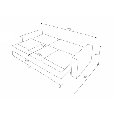 Ausklappbares gepolstertes Sofa KOMAS, Petroleum