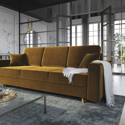 Ausklappbares gepolstertes Sofa KOMAS, Gelb