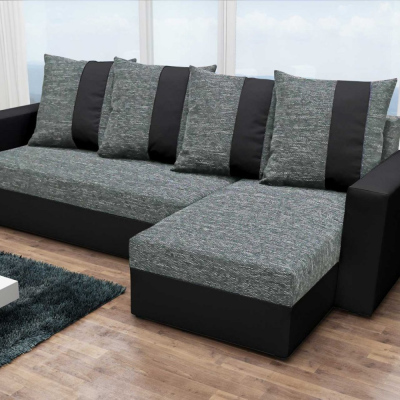 Ecksofa ANGELIKA, Grau + Schwarz