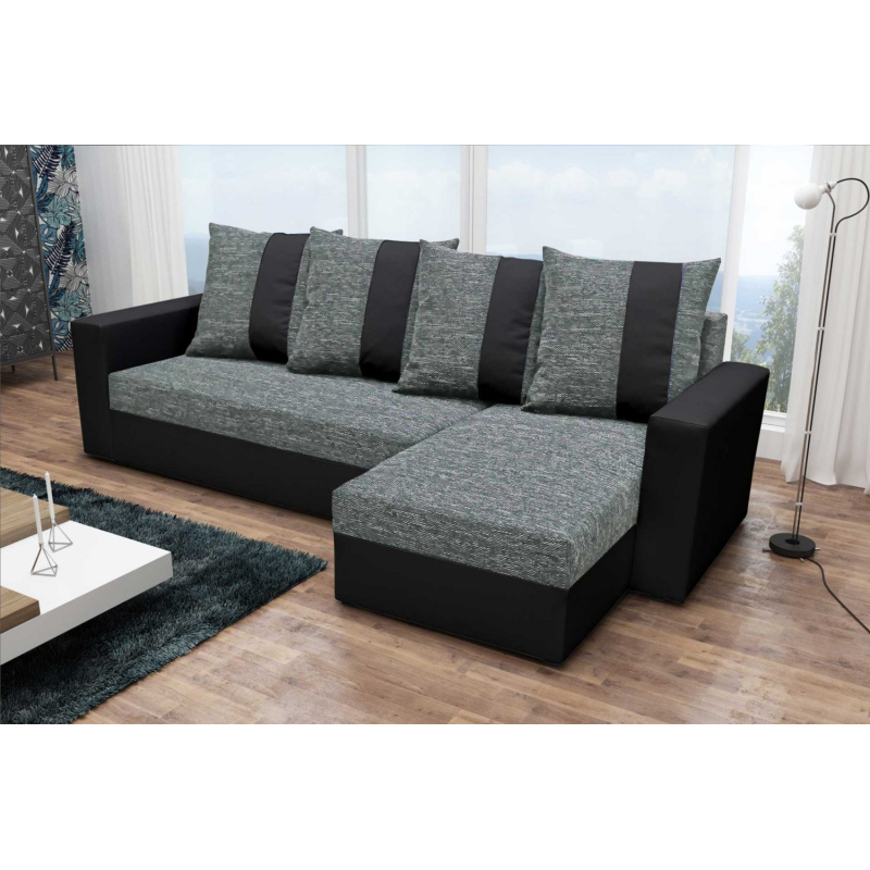 Ecksofa ANGELIKA, Grau + Schwarz