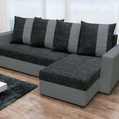 Ecksofa ANGELIKA, Schwarz + Grau