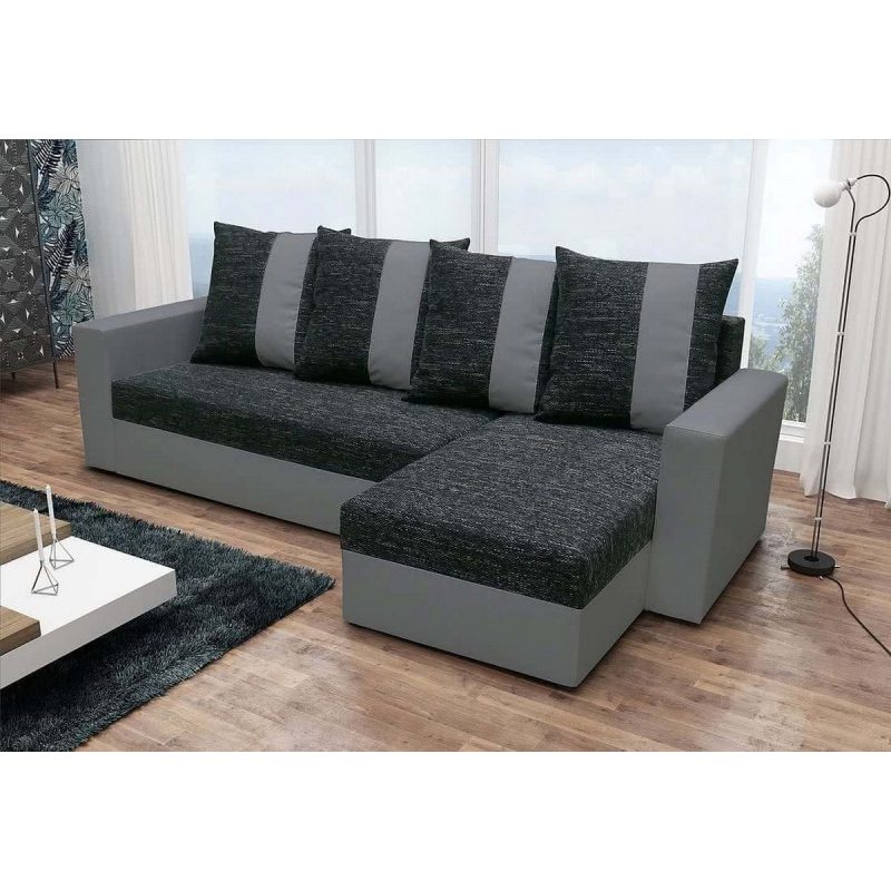 Ecksofa ANGELIKA, Schwarz + Grau