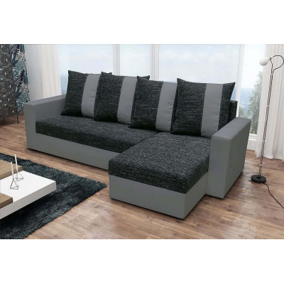 Ecksofa ANGELIKA, Schwarz + Grau