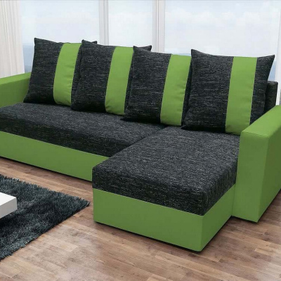 Ecksofa ANGELIKA, Schwarz + Grün