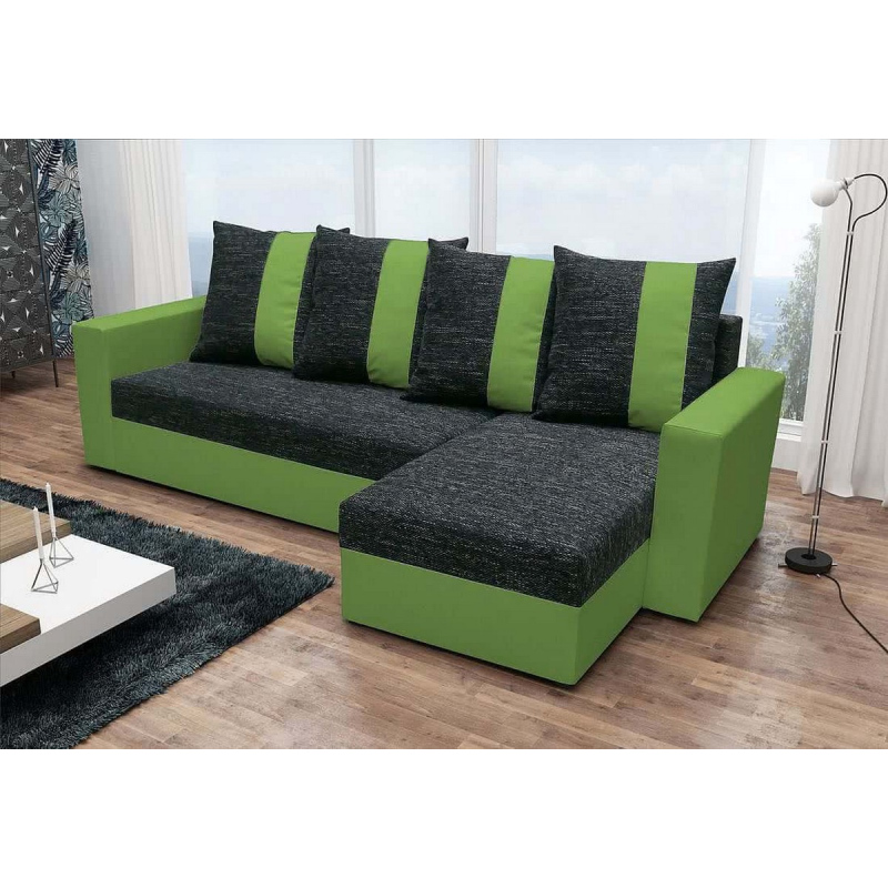 Ecksofa ANGELIKA, Schwarz + Grün