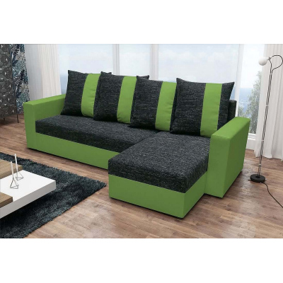 Ecksofa ANGELIKA, Schwarz + Grün