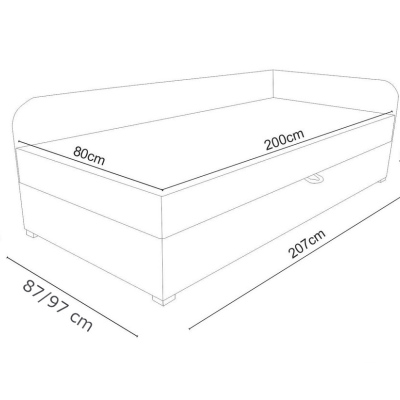 Polsterbett VALESKA 90x200, Grau