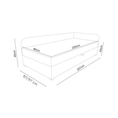 Polsterbett VALESKA 90x200, Grau