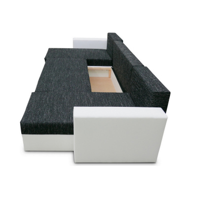 Bequeme U-Form Couchgarnitur ANGELIKA, grau + schwarz