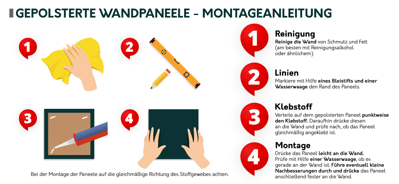 Gepolsterte Paneele –⁠⁠⁠⁠⁠⁠ Montageanleitung